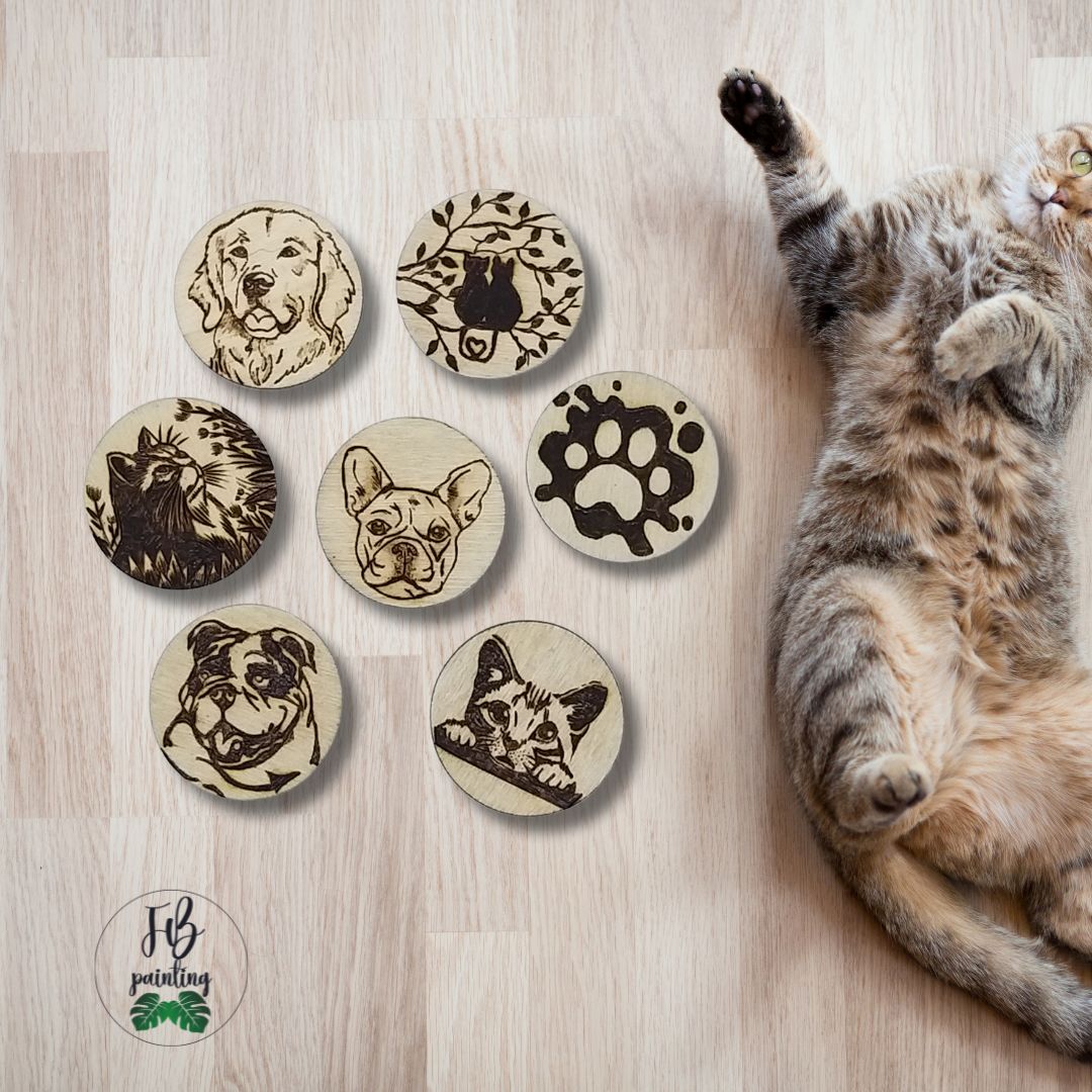 CALAMITA IN LEGNO - BIMBA E GATTO