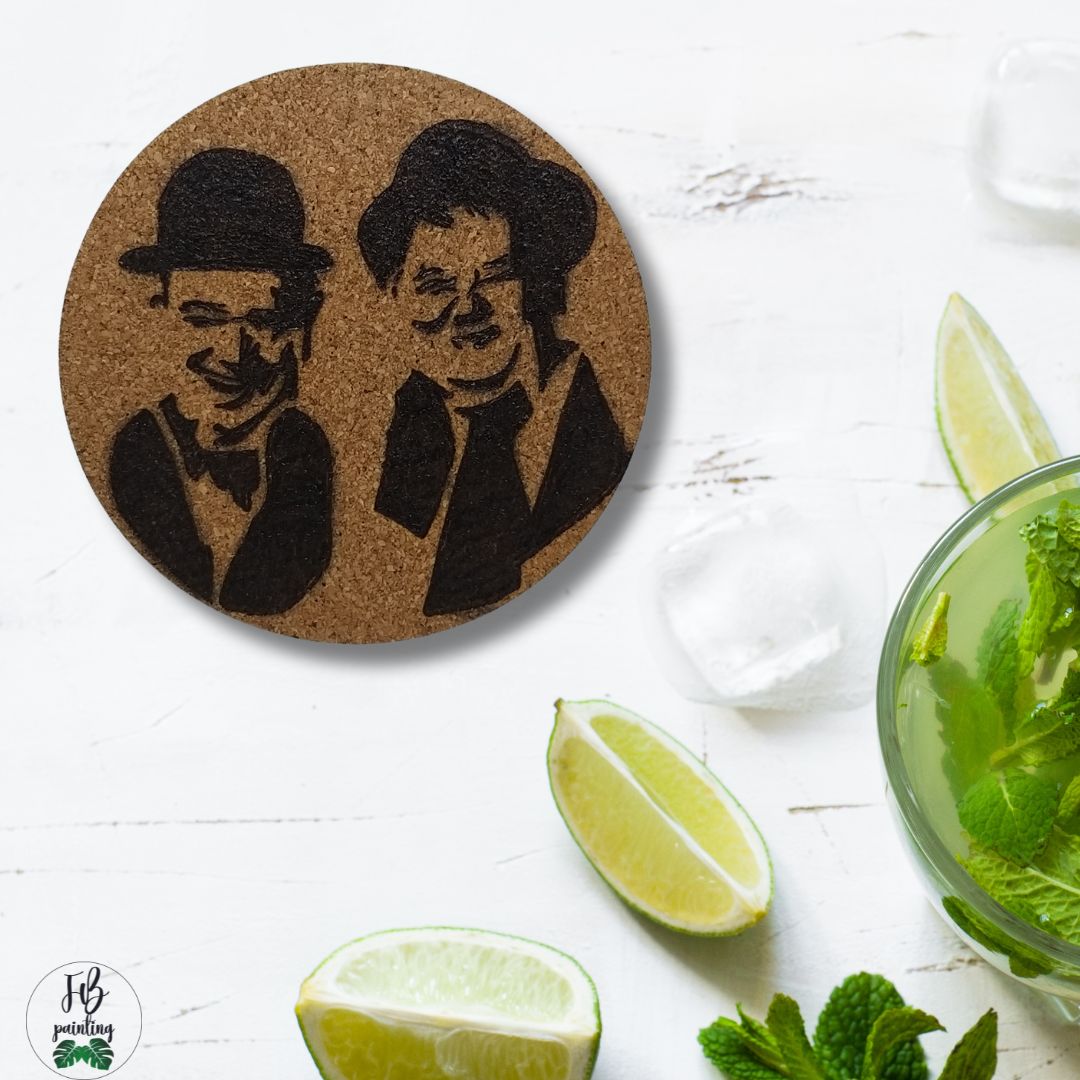 SOTTOBICCHIERI IN SUGHERO - PERSONAGGI FAMOSI - SET 8 PEZZI