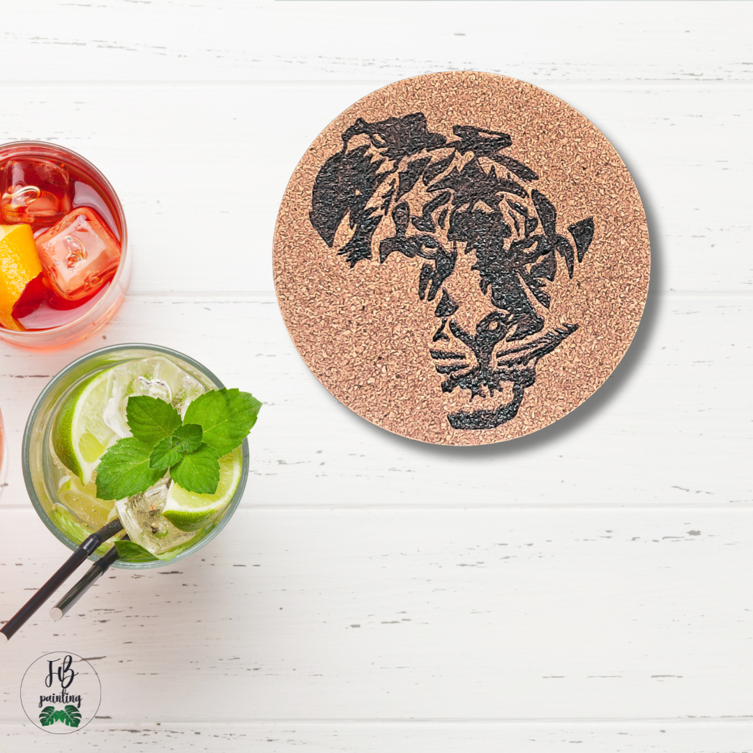 SOTTOBICCHIERI IN SUGHERO - AFRICA - SET 8 PEZZI