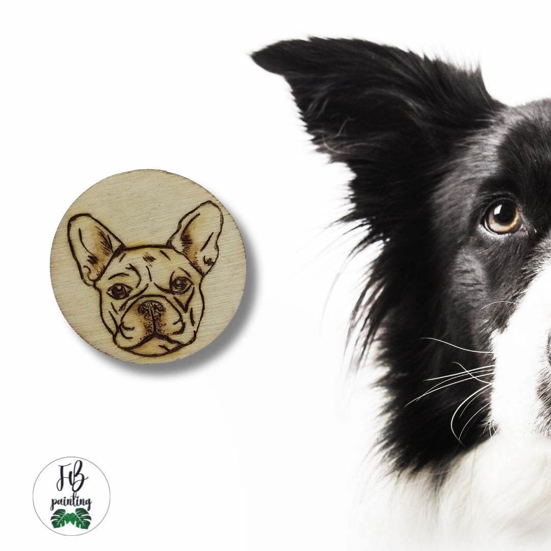 CALAMITA IN LEGNO - CANE BOULEDOGUE FRANCESE