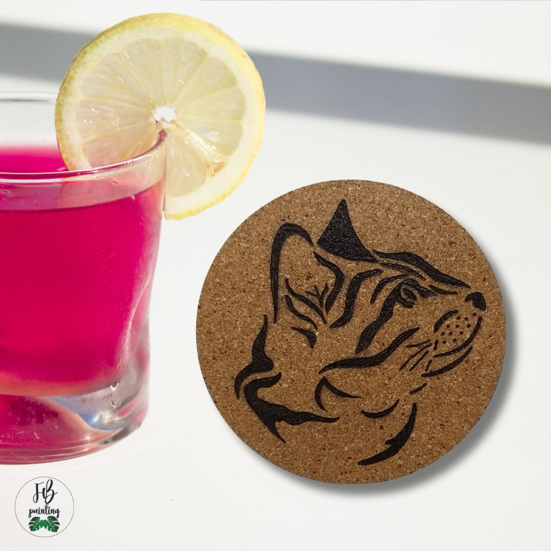 SOTTOBICCHIERI IN SUGHERO - GATTI - SET 8 PEZZI