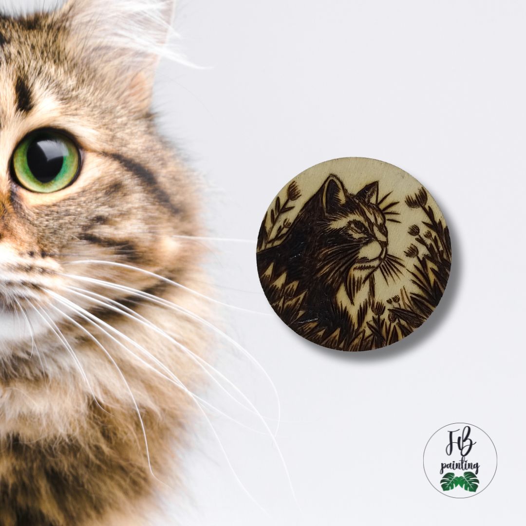 CALAMITA IN LEGNO - GATTO NEL PRATO