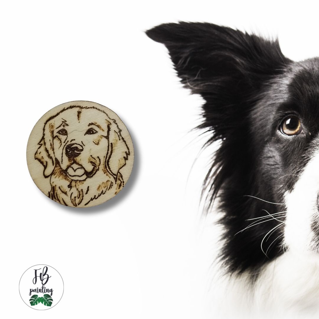 CALAMITA IN LEGNO - CANE GOLDEN